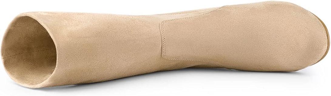 imageAllegra K Womens Stretch Round Toe Block Heel Sock Ankle BootsKhaki