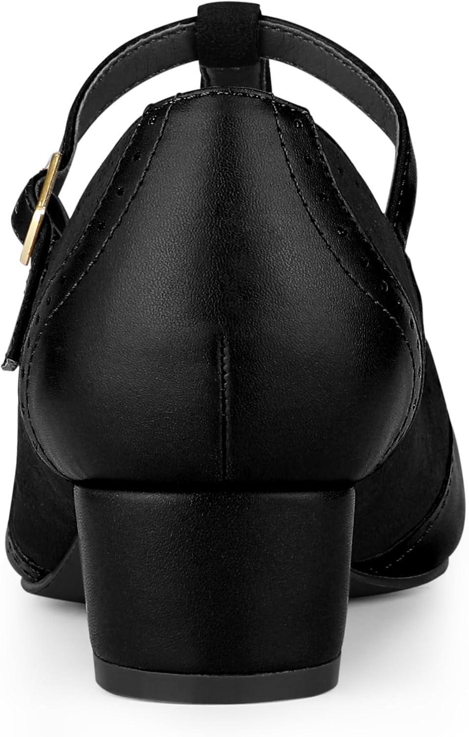 imageAllegra K Womens TStrap Mary Jane Ankle Strap Block Heels PumpsBlack