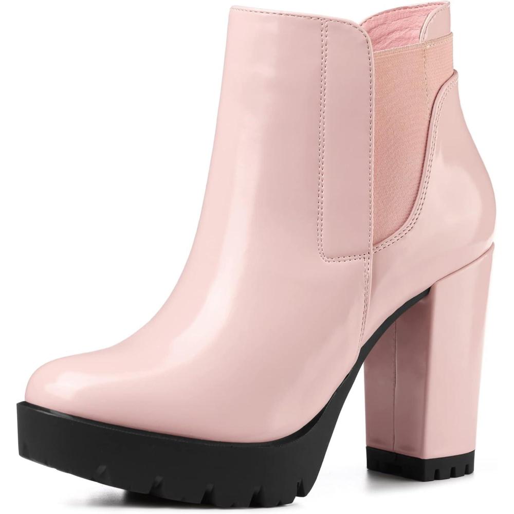 imageAllegra K Womens Chunky High Heel Platform Ankle BootsPink