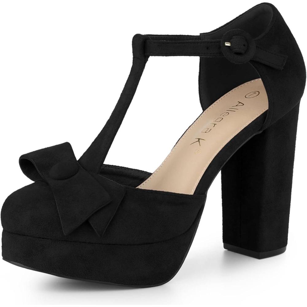 imageAllegra K Womens Mary Janes Platform Pumps Halloween Costumes Chunky Heels Dress ShoesBlack