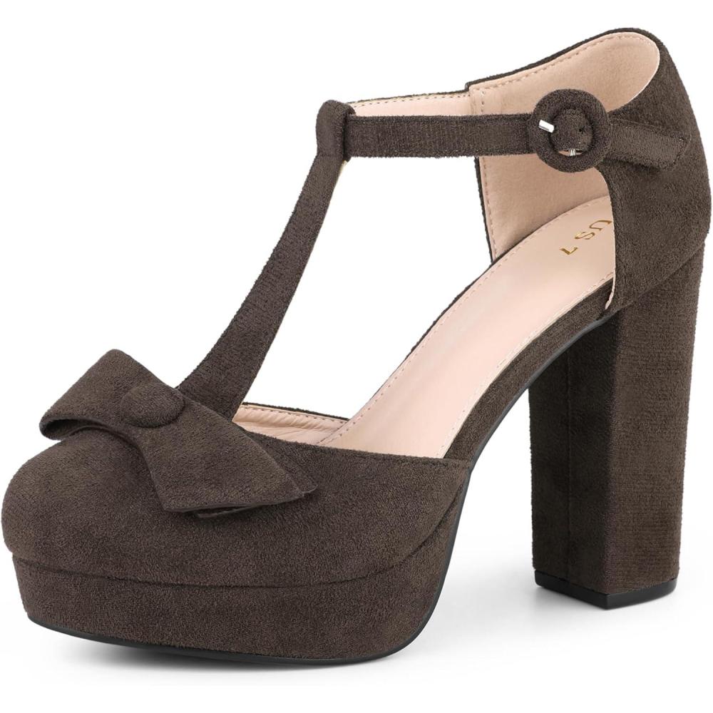 imageAllegra K Womens Mary Janes Platform Pumps Halloween Costumes Chunky Heels Dress ShoesDeep Brown