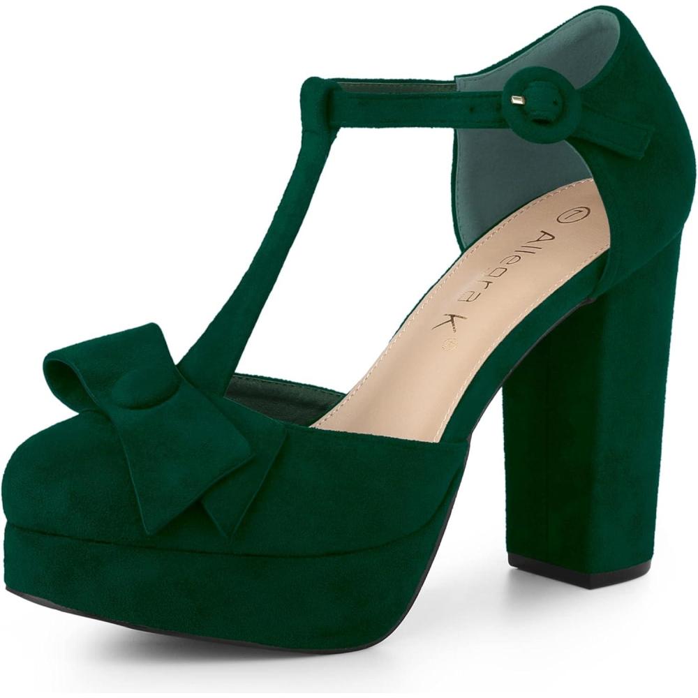 imageAllegra K Womens Mary Janes Platform Pumps Halloween Costumes Chunky Heels Dress ShoesGreen