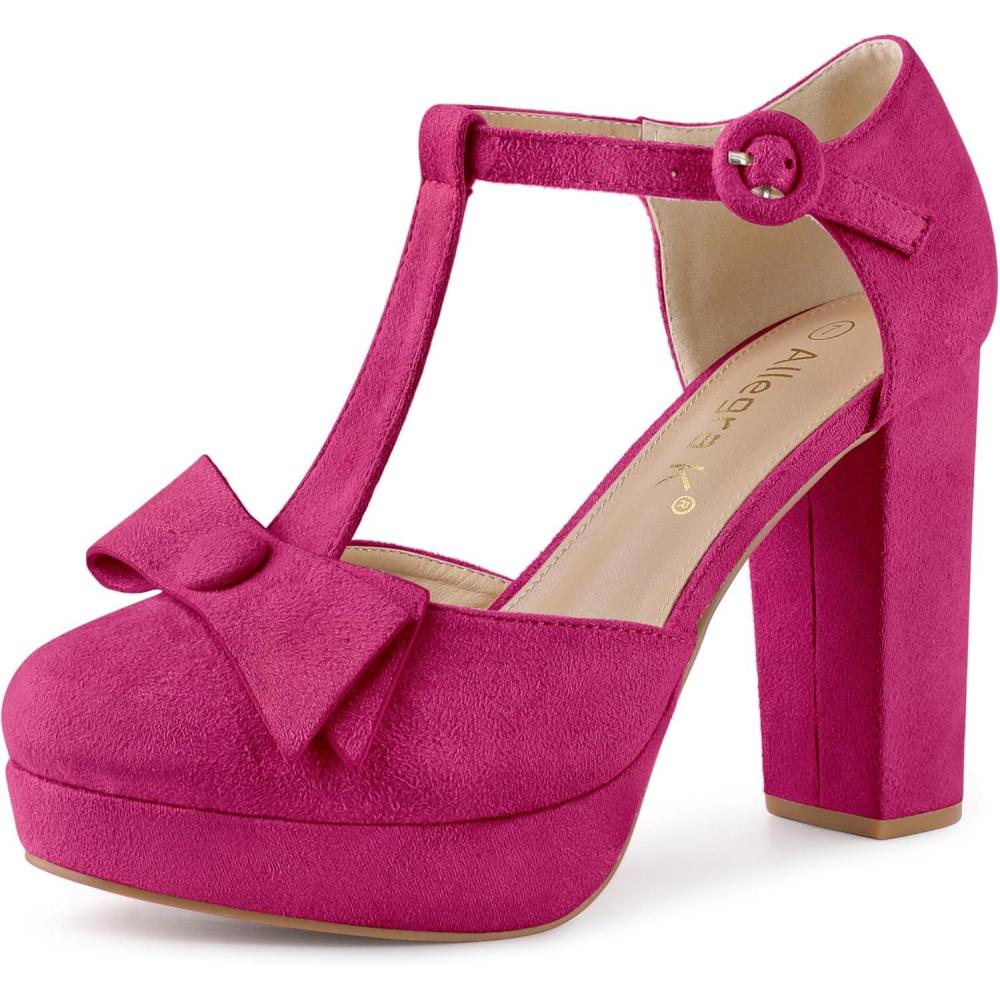 imageAllegra K Womens Mary Janes Platform Pumps Halloween Costumes Chunky Heels Dress ShoesHot Pink