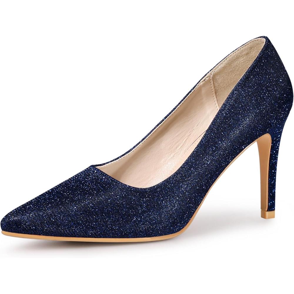 imageAllegra K Womens Party Glitter Stiletto High Heels PumpsDark Blue