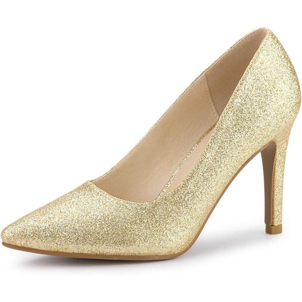 imageAllegra K Womens Party Glitter Stiletto High Heels PumpsGold