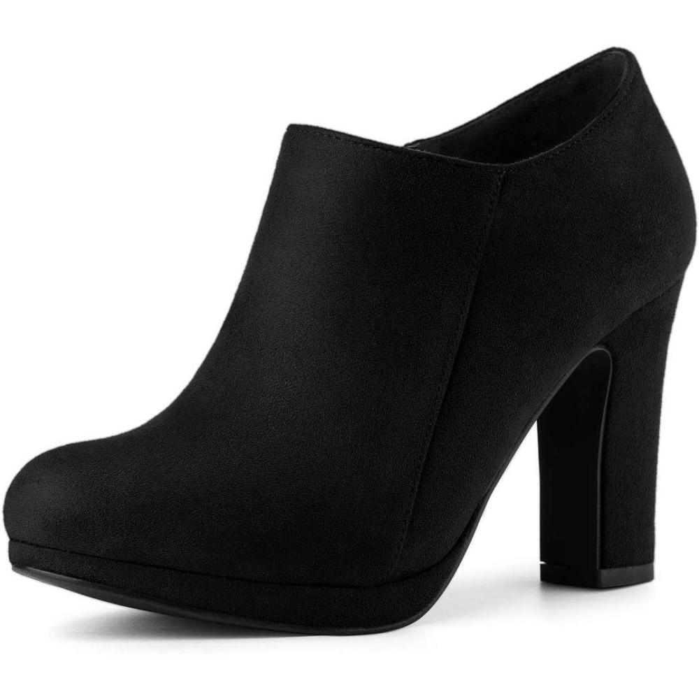 imageAllegra K Womens Platform Round Toe Chunky Heels Ankle BootiesBlack