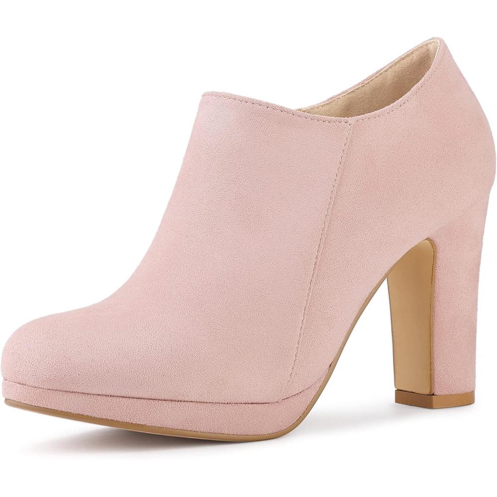 imageAllegra K Womens Platform Round Toe Chunky Heels Ankle BootiesPink
