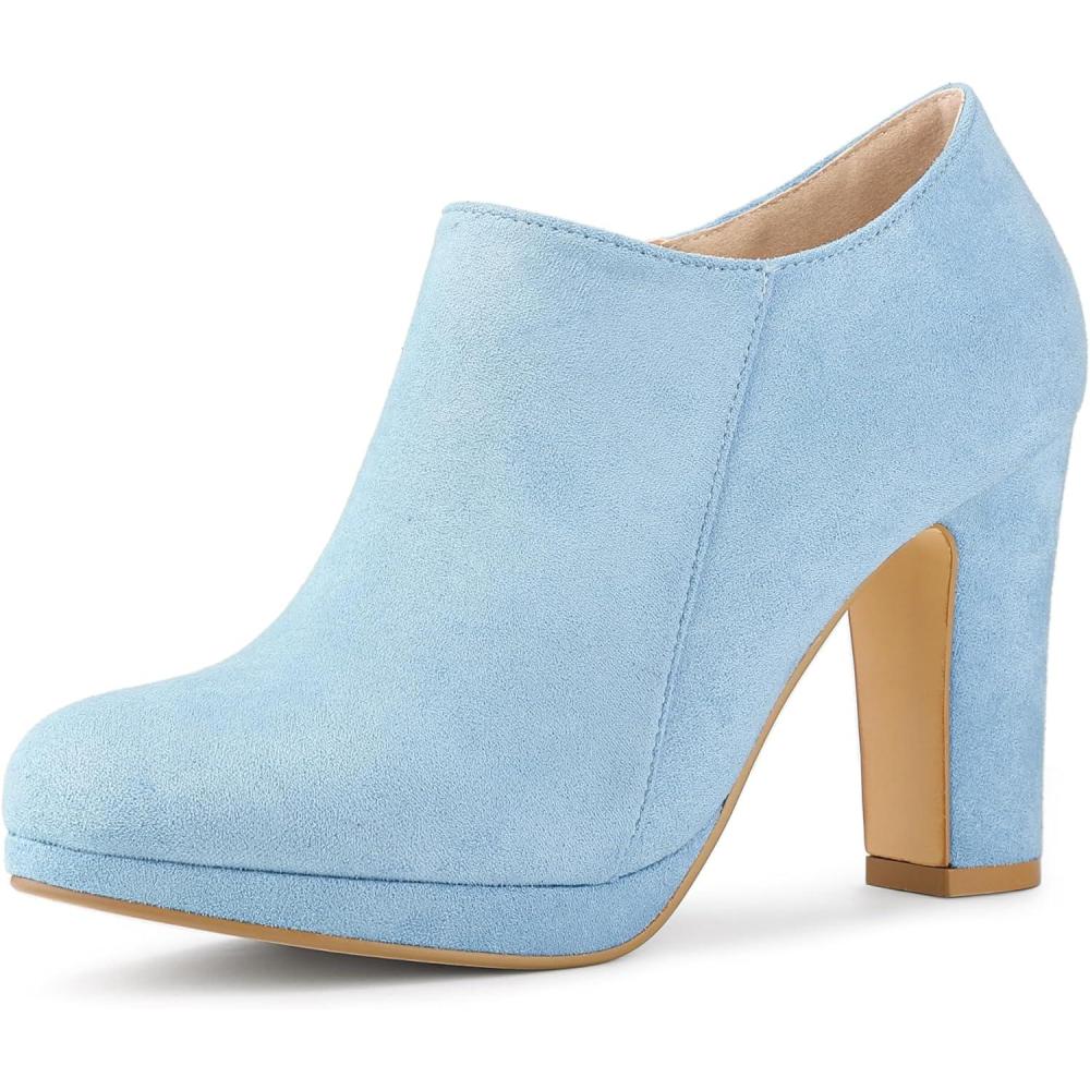 imageAllegra K Womens Platform Round Toe Chunky Heels Ankle BootiesSky Blue