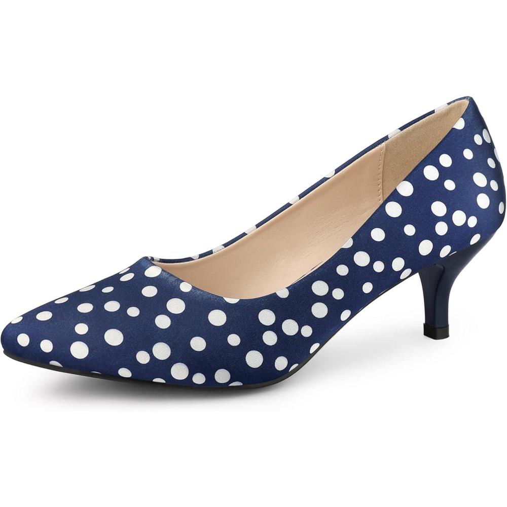 imageAllegra K Womens Pointed Toe Polka Dots Kitten Heels PumpsRoyal Blue