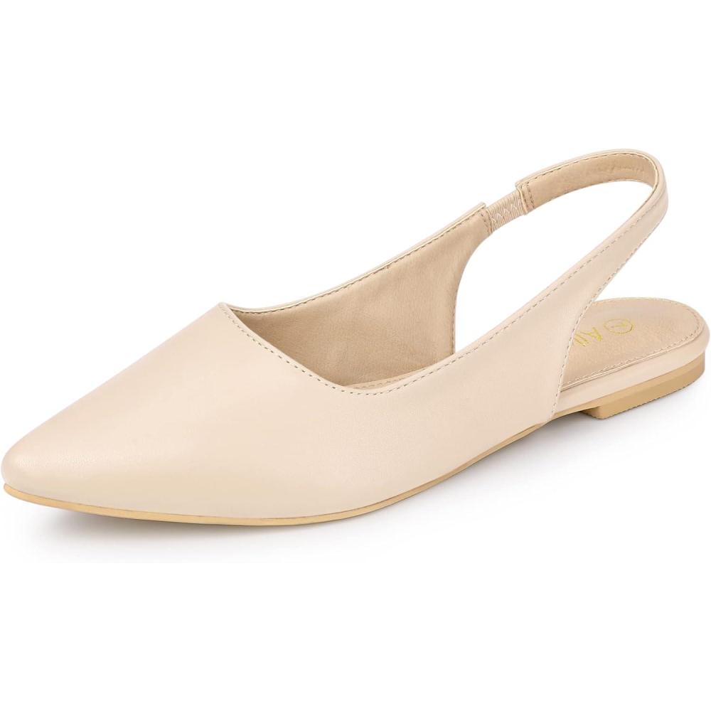 imageAllegra K Womens Pointed Toe Pumps Slingback Flat PumpsBeige
