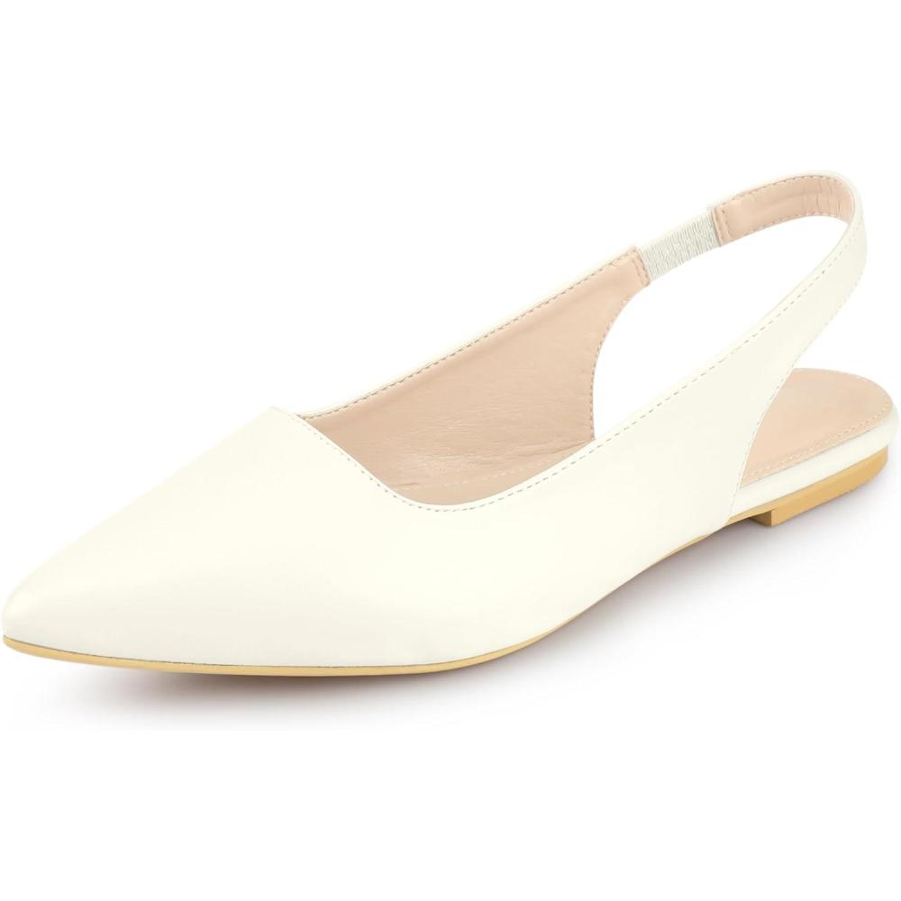 imageAllegra K Womens Pointed Toe Pumps Slingback Flat PumpsCream