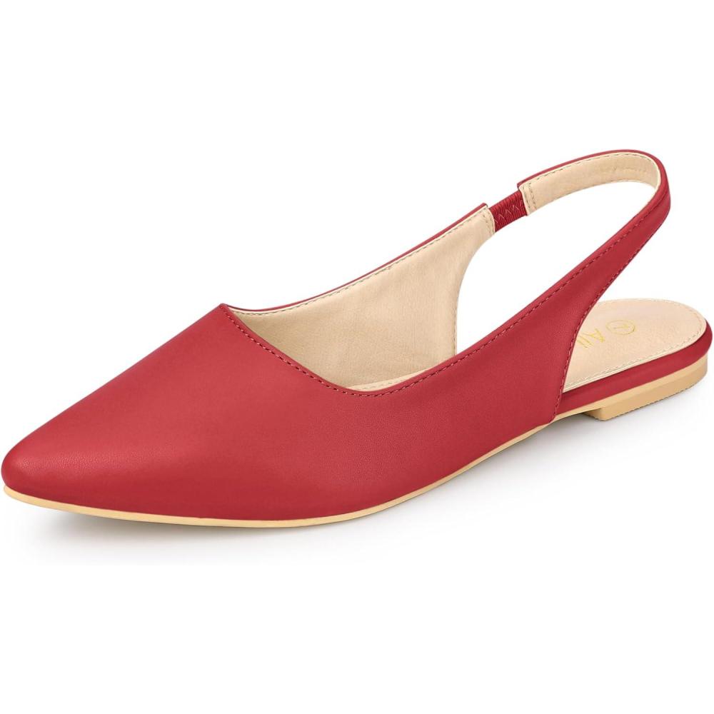 imageAllegra K Womens Pointed Toe Pumps Slingback Flat PumpsRed