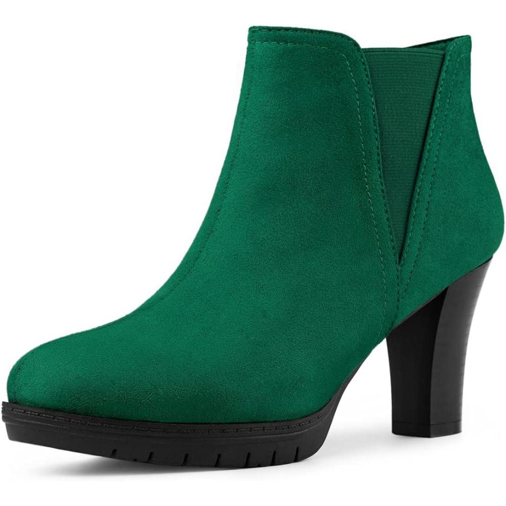 imageAllegra K Womens Round Toe Block Heels Chelsea Ankle BootsEmerald Green