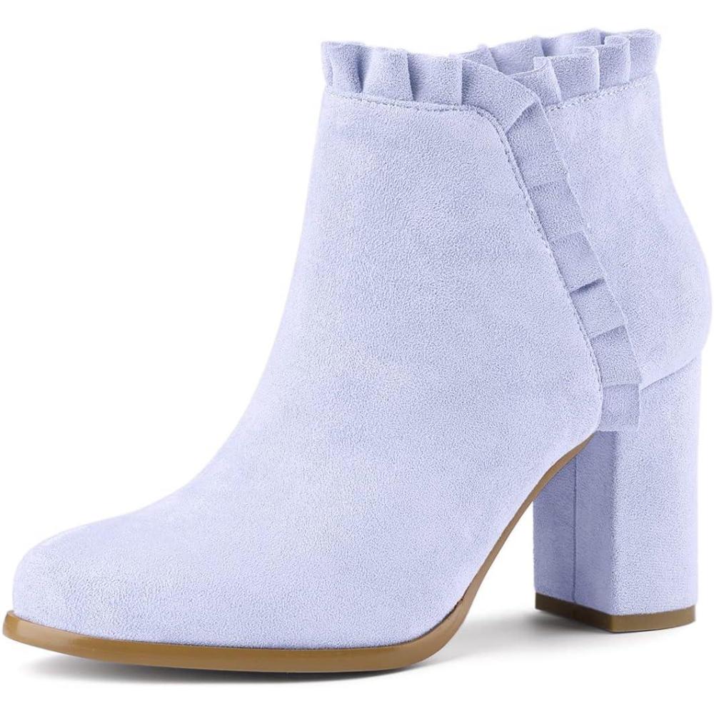 imageAllegra K Womens Ruffle Block Heel Ankle BootsPurple