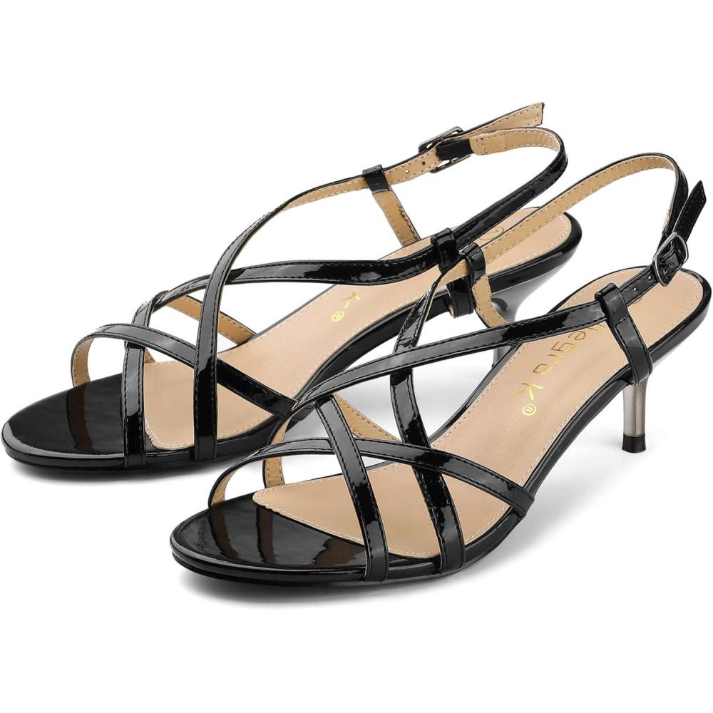 imageAllegra K Womens Slingback Strappy Kitten Heel Heels SandalsBlack