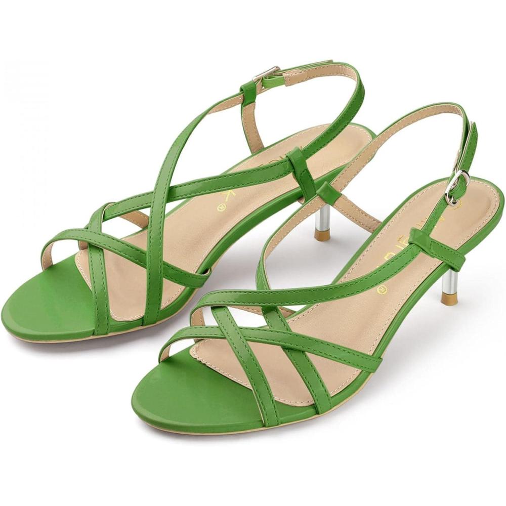 imageAllegra K Womens Slingback Strappy Kitten Heel Heels SandalsGreen