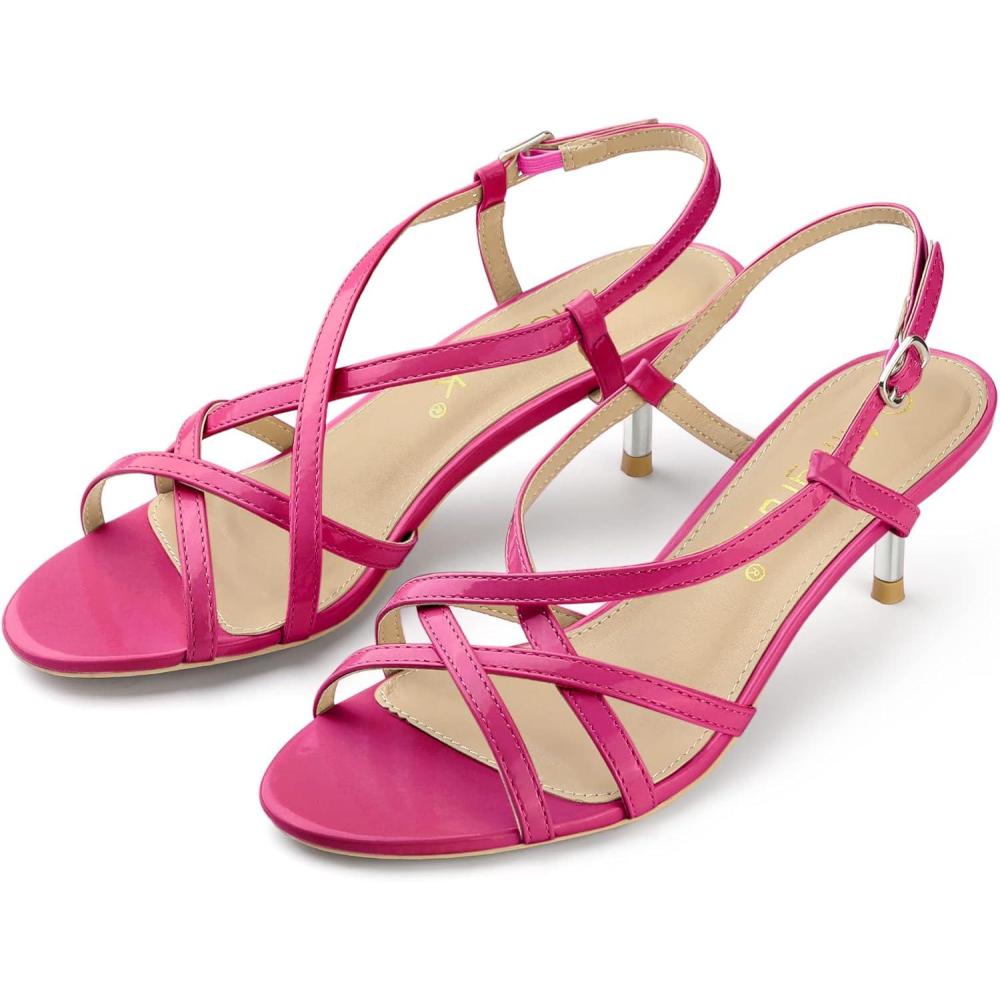 imageAllegra K Womens Slingback Strappy Kitten Heel Heels SandalsHot Pink