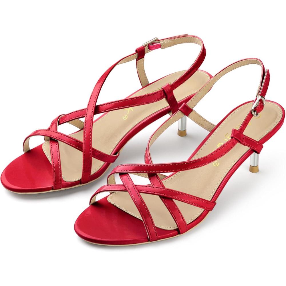 imageAllegra K Womens Slingback Strappy Kitten Heel Heels SandalsRed