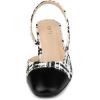 imageAllegra K Slingback Cap Toe Christmas Plaid Chunky Heel Pumps for WomenBlack White