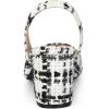 imageAllegra K Slingback Cap Toe Christmas Plaid Chunky Heel Pumps for WomenBlack White