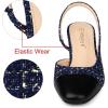 imageAllegra K Slingback Cap Toe Christmas Plaid Chunky Heel Pumps for WomenNavy Blue