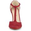 imageAllegra K Women Rounded Toe Stiletto Heel TStrap Dress Red Pumps  65 M US