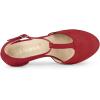 imageAllegra K Women Rounded Toe Stiletto Heel TStrap Dress Red Pumps  65 M US