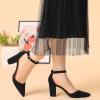 imageAllegra K Womens Ankle Strap Pointed Toe Block Heels PumpsBlack