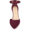 imageAllegra K Womens Ankle Strap Pointed Toe Block Heels PumpsBurgundy
