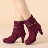 imageAllegra K Womens Ankle Zip Platform High Heel Mid Calf BootsBurgundy