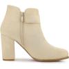 imageAllegra K Womens Buckle Side Zip Chunky Heels Ankle BootsBeige