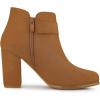 imageAllegra K Womens Buckle Side Zip Chunky Heels Ankle BootsBrown