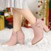 imageAllegra K Womens Buckle Side Zip Chunky Heels Ankle BootsDust Pink