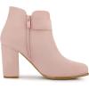 imageAllegra K Womens Buckle Side Zip Chunky Heels Ankle BootsDust Pink