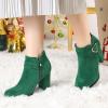 imageAllegra K Womens Buckle Side Zip Chunky Heels Ankle BootsEmerald Green