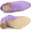 imageAllegra K Womens Buckle Side Zip Chunky Heels Ankle BootsPurple