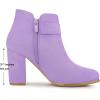 imageAllegra K Womens Buckle Side Zip Chunky Heels Ankle BootsPurple