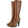 imageAllegra K Womens Chunky Heel Round Toe Platform Knee High BootsBrown
