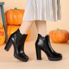 imageAllegra K Womens Chunky High Heel Platform Ankle BootsBlack