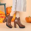 imageAllegra K Womens Chunky High Heel Platform Ankle BootsBrown
