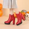 imageAllegra K Womens Chunky High Heel Platform Ankle BootsRed