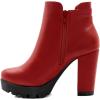 imageAllegra K Womens Chunky High Heel Platform Ankle BootsRed