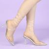 imageAllegra K Womens Clear Heels Lace Up Strappy Stiletto Transparent Heel SandalsSilver