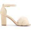 imageAllegra K Womens Faux Fur Ankle Strap Block Heels SandalsBeige