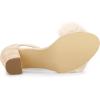 imageAllegra K Womens Faux Fur Ankle Strap Block Heels SandalsBeige