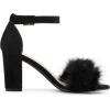 imageAllegra K Womens Faux Fur Ankle Strap Block Heels SandalsBlack