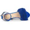 imageAllegra K Womens Faux Fur Ankle Strap Block Heels SandalsDeep Blue