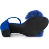 imageAllegra K Womens Faux Fur Ankle Strap Block Heels SandalsDeep Blue