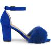 imageAllegra K Womens Faux Fur Ankle Strap Block Heels SandalsDeep Blue