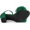 imageAllegra K Womens Faux Fur Ankle Strap Block Heels SandalsGreen